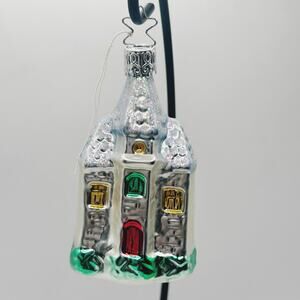 Vintage INGE Hand Blown Glass Church / Cathedral Christmas Ornament West Germany